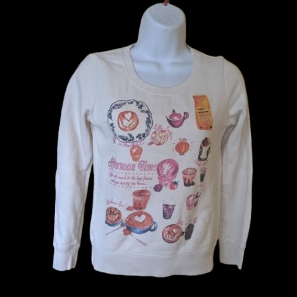 ---  White and Pink Sweatshirt Size Small Fits XS